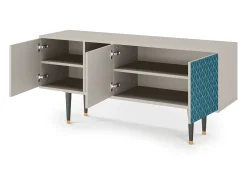 Móvel De Tv* Mueble de TV - 150х69х41 cm - T5 - Turquoise Geometry, Areia Bege