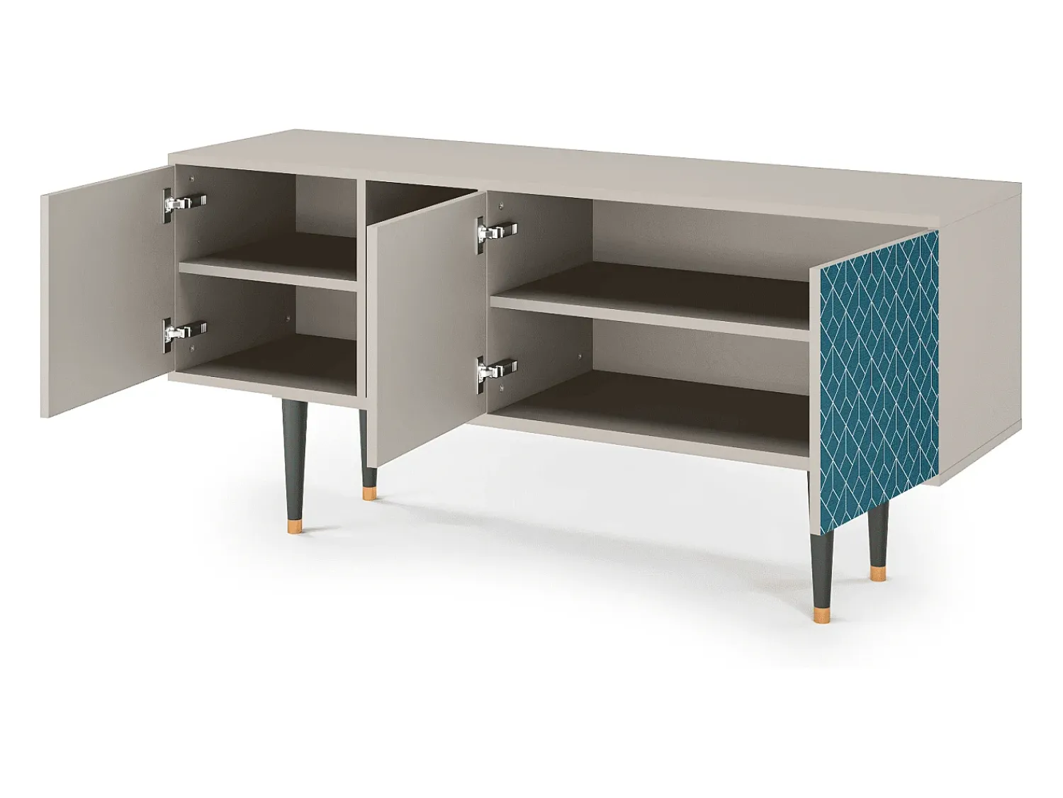 Móvel De Tv* Mueble de TV - 150х69х41 cm - T5 - Turquoise Geometry, Areia Bege