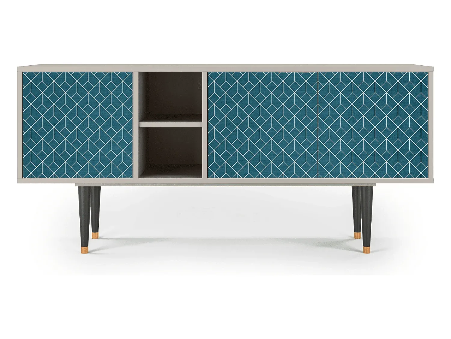 Móvel De Tv* Mueble de TV - 150х69х41 cm - T5 - Turquoise Geometry, Areia Bege