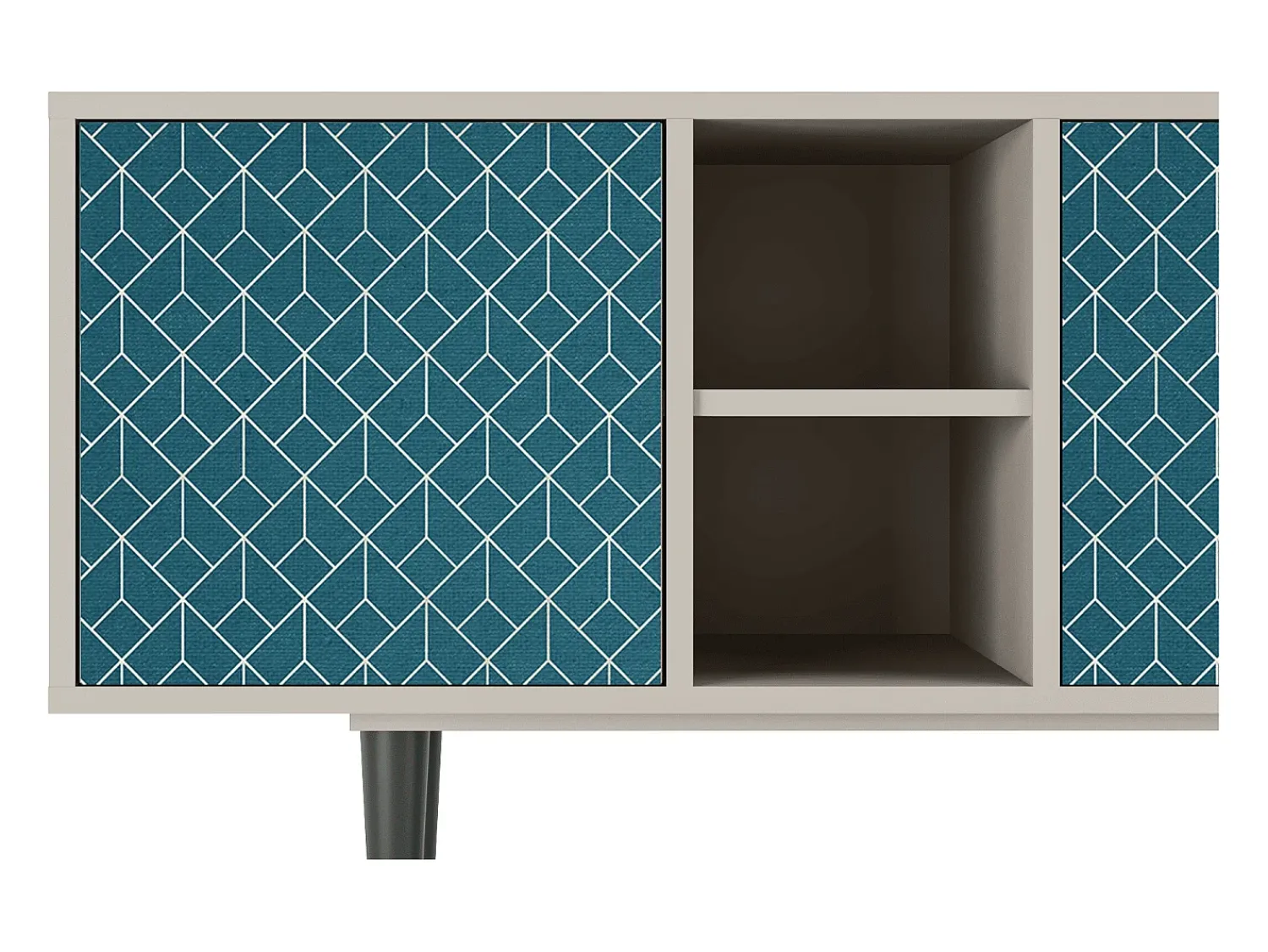 Móvel De Tv* Mueble de TV - 150х69х41 cm - T5 - Turquoise Geometry, Areia Bege
