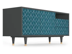 Mueble de TV - 125х56х41 cm - T7 - Turquoise Geometry, Antracite^ Móvel De Tv