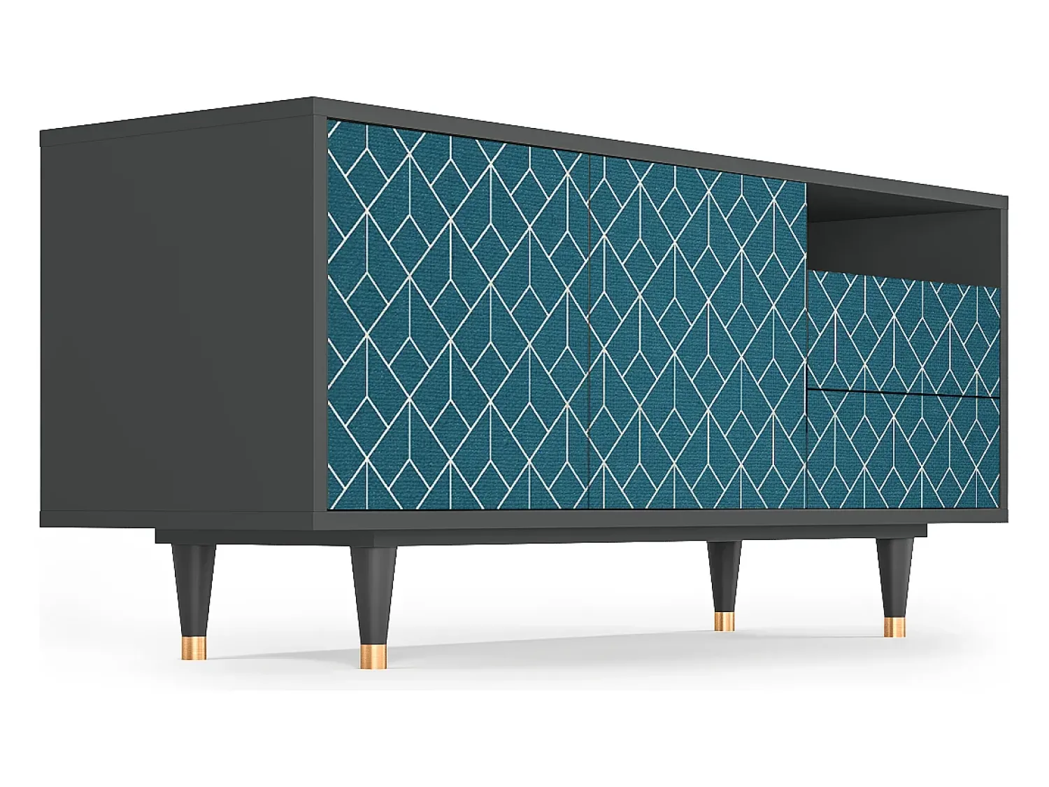 Mueble de TV - 125х56х41 cm - T7 - Turquoise Geometry, Antracite^ Móvel De Tv