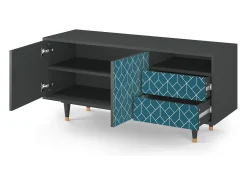 Mueble de TV - 125х56х41 cm - T7 - Turquoise Geometry, Antracite^ Móvel De Tv