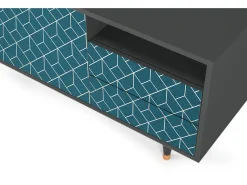 Mueble de TV - 125х56х41 cm - T7 - Turquoise Geometry, Antracite^ Móvel De Tv