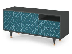 Mueble de TV - 125х56х41 cm - T7 - Turquoise Geometry, Antracite^ Móvel De Tv