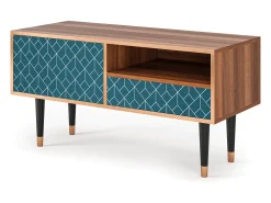 Móvel De Tv| Mueble de TV - 115х59х48 cm - T3 - Turquoise Geometry, Nogueira Castanho