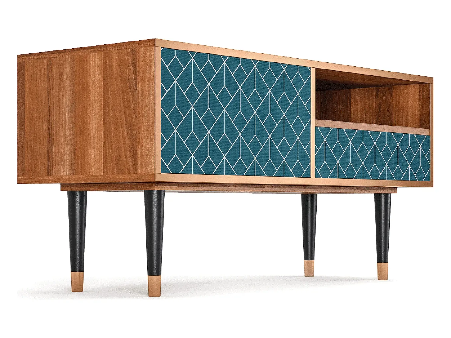 Móvel De Tv| Mueble de TV - 115х59х48 cm - T3 - Turquoise Geometry, Nogueira Castanho