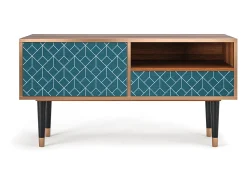 Móvel De Tv| Mueble de TV - 115х59х48 cm - T3 - Turquoise Geometry, Nogueira Castanho