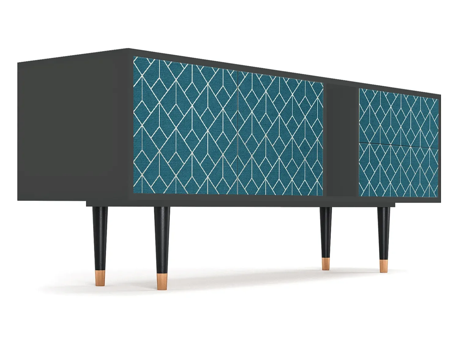 Sale Mueble de TV - 170х69х48 cm - T1 - Turquoise Geometry, Antracite Cinza antracite