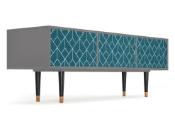 Móvel De Tv* Mueble de TV - 170х59х48 cm - T4 - Turquoise Geometry, Cinza Cinzento