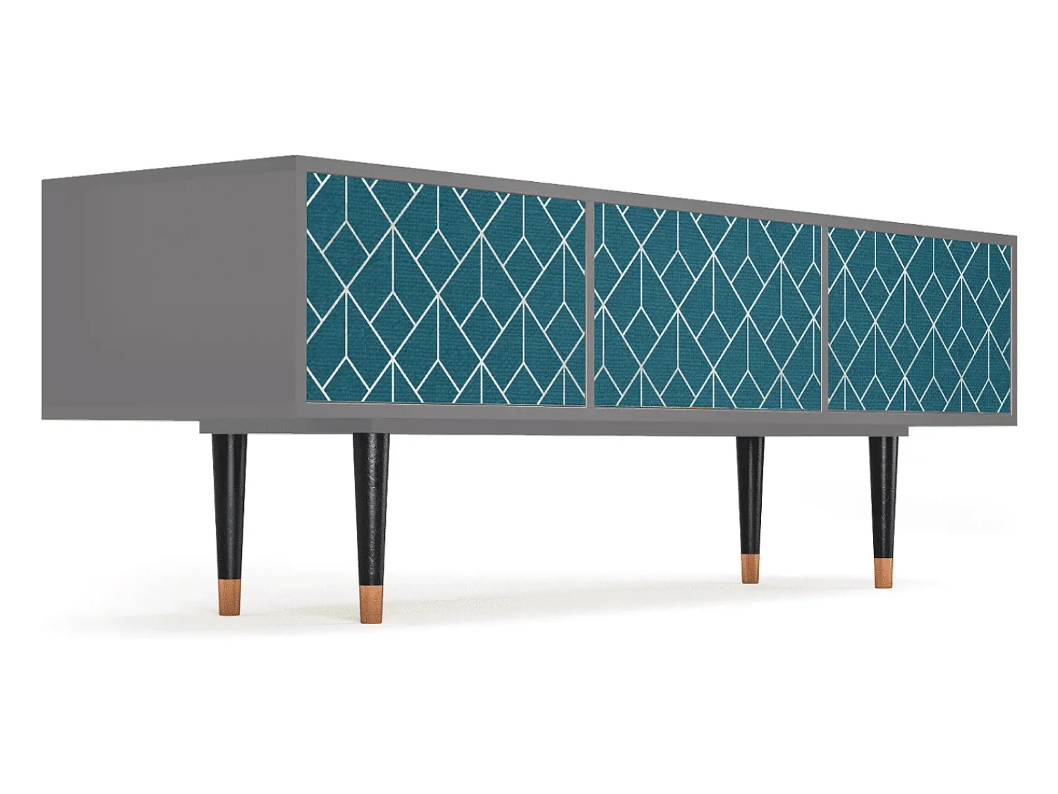 Móvel De Tv* Mueble de TV - 170х59х48 cm - T4 - Turquoise Geometry, Cinza Cinzento