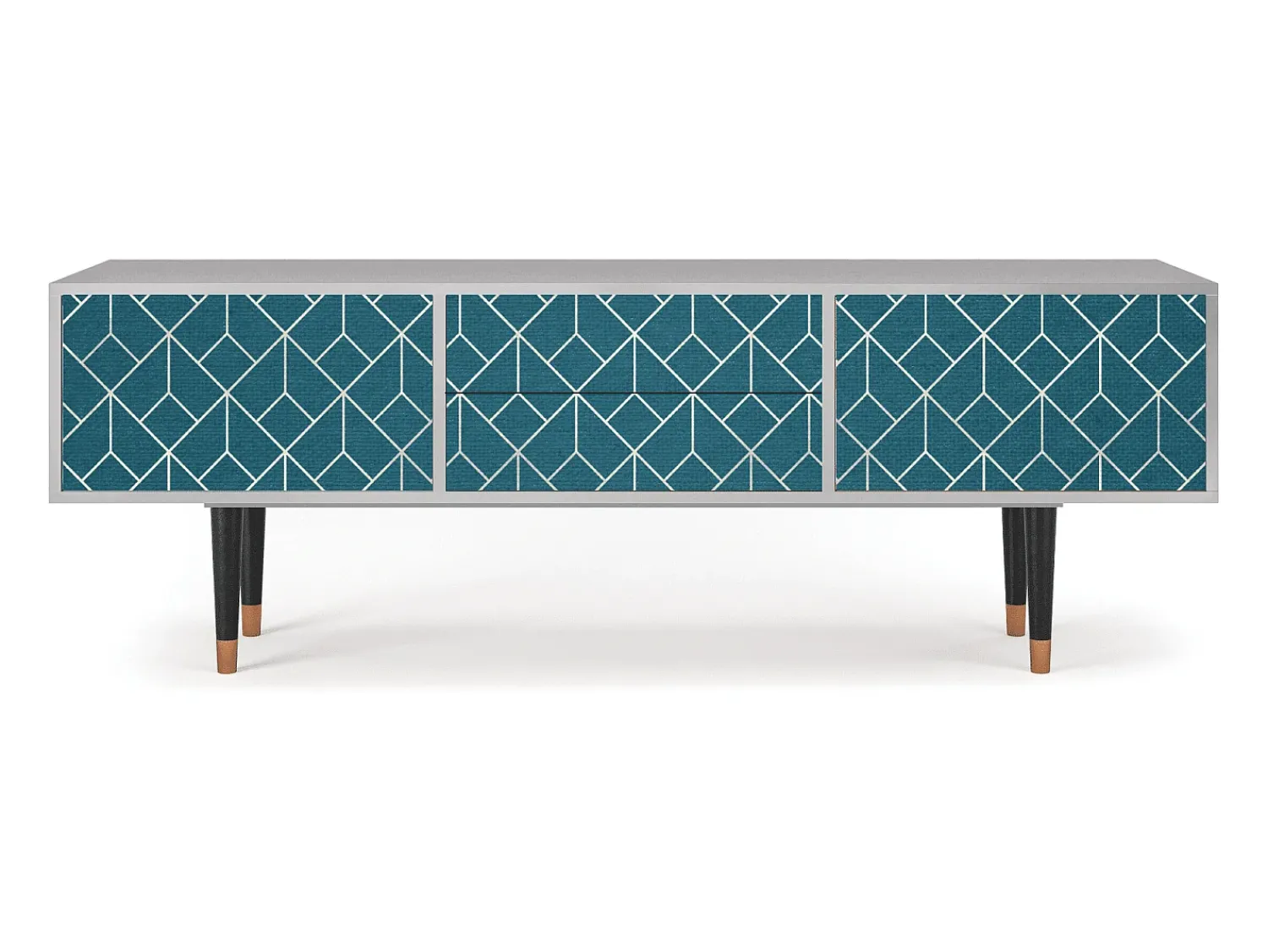 Móvel De Tv* Mueble de TV - 170х59х48 cm - T4 - Turquoise Geometry, Cinza Cinzento