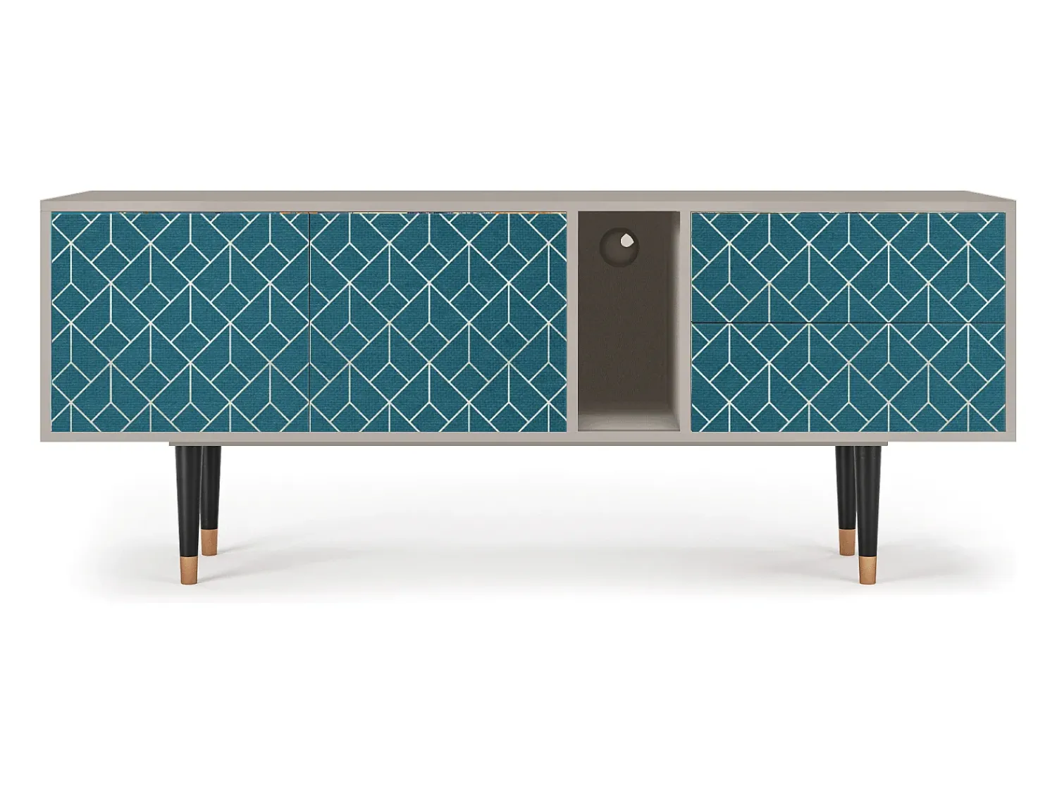Móvel De Tv* Mueble de TV - 170х69х48 cm - T1 - Turquoise Geometry, Areia Bege