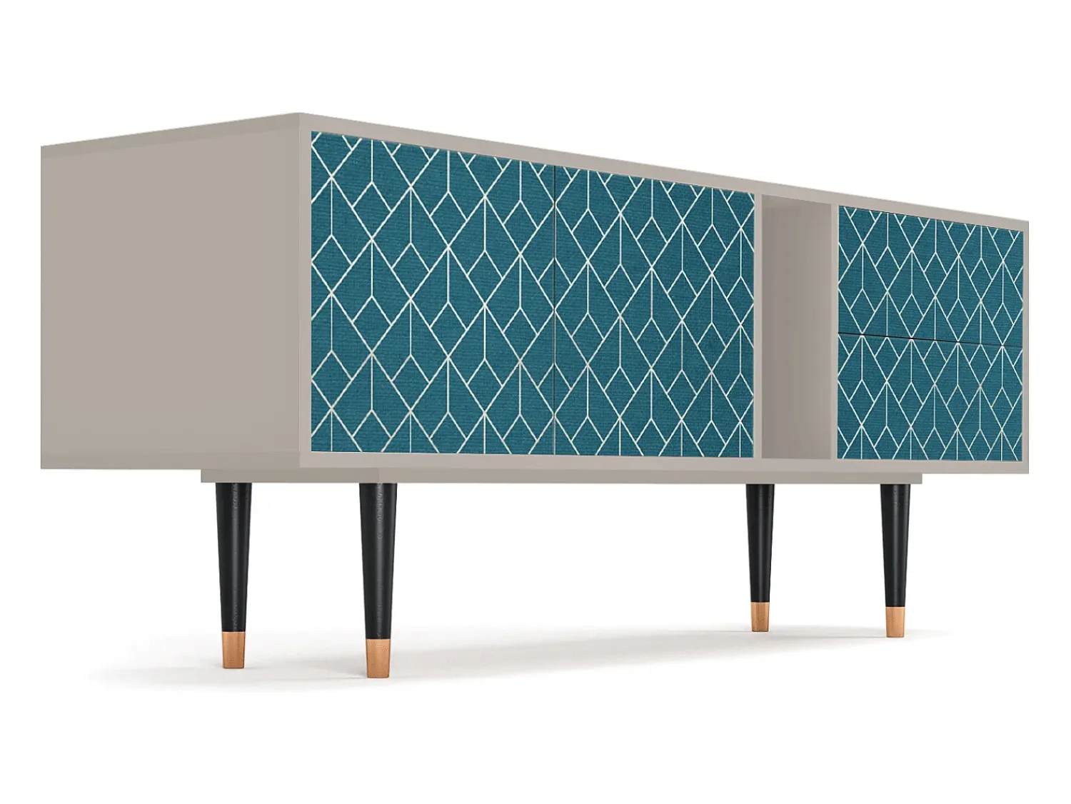Móvel De Tv* Mueble de TV - 170х69х48 cm - T1 - Turquoise Geometry, Areia Bege