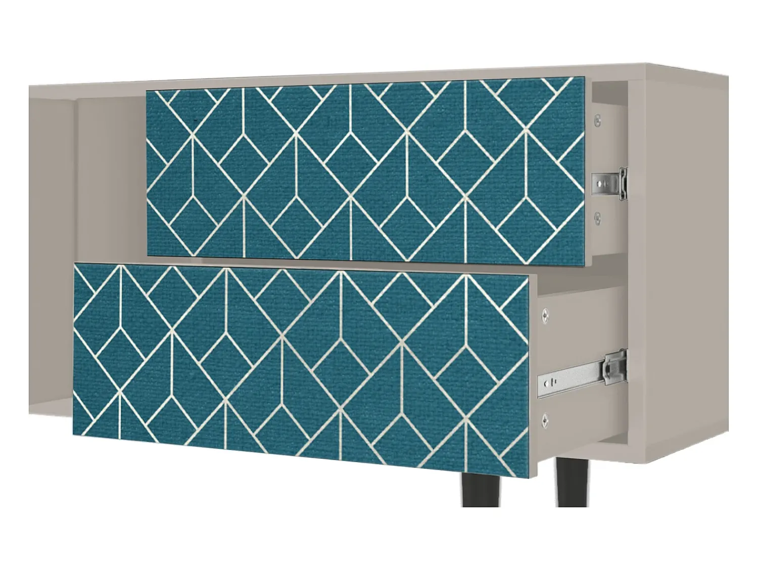 Móvel De Tv* Mueble de TV - 170х69х48 cm - T1 - Turquoise Geometry, Areia Bege