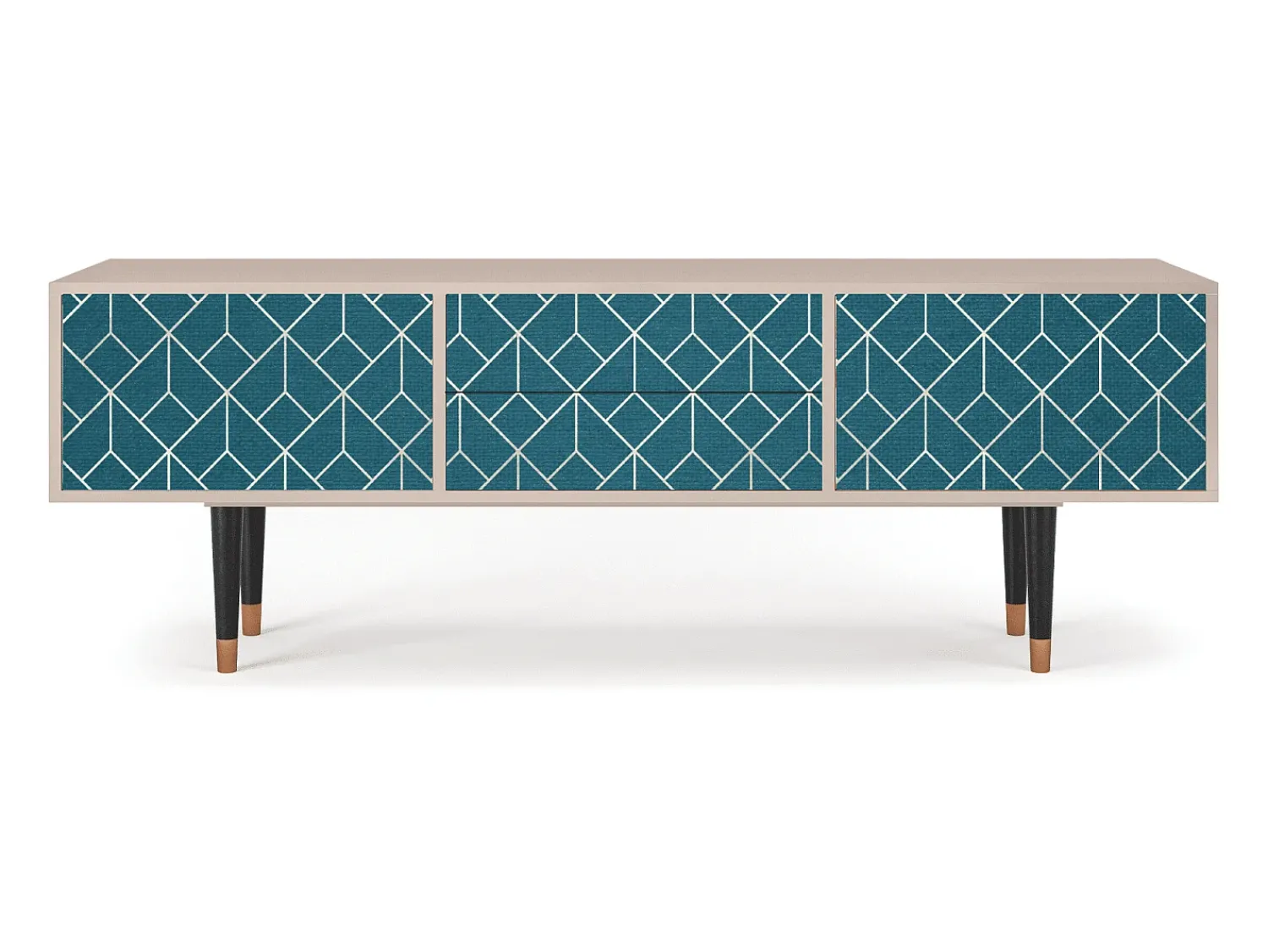 Móvel De Tv* Mueble de TV - 170х59х48 cm - T4 - Turquoise Geometry, Latte Bege