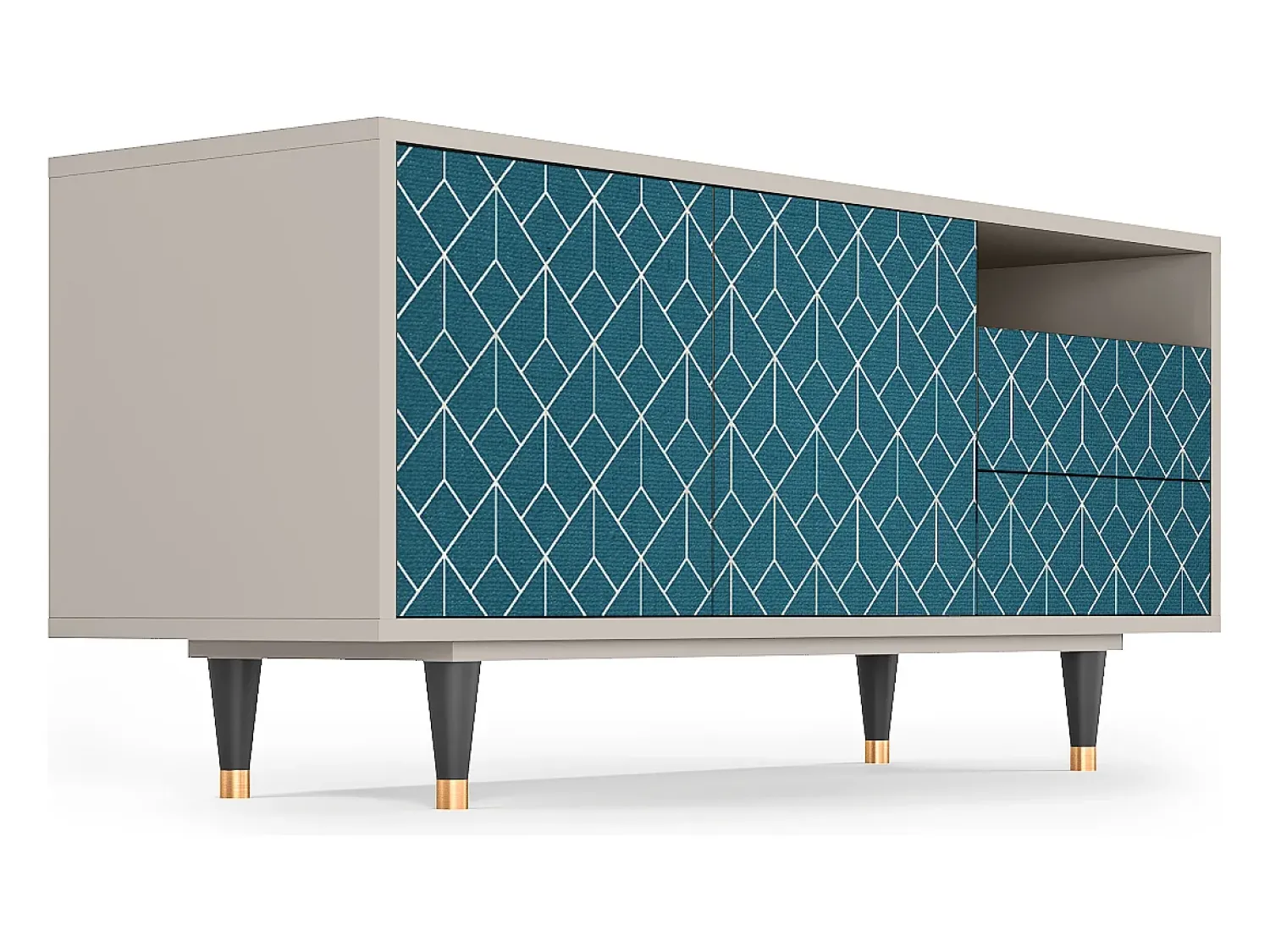 Discount Mueble de TV - 125х56х41 cm - T7 - Turquoise Geometry, Areia Bege