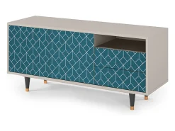 Discount Mueble de TV - 125х56х41 cm - T7 - Turquoise Geometry, Areia Bege
