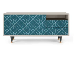 Discount Mueble de TV - 125х56х41 cm - T7 - Turquoise Geometry, Areia Bege