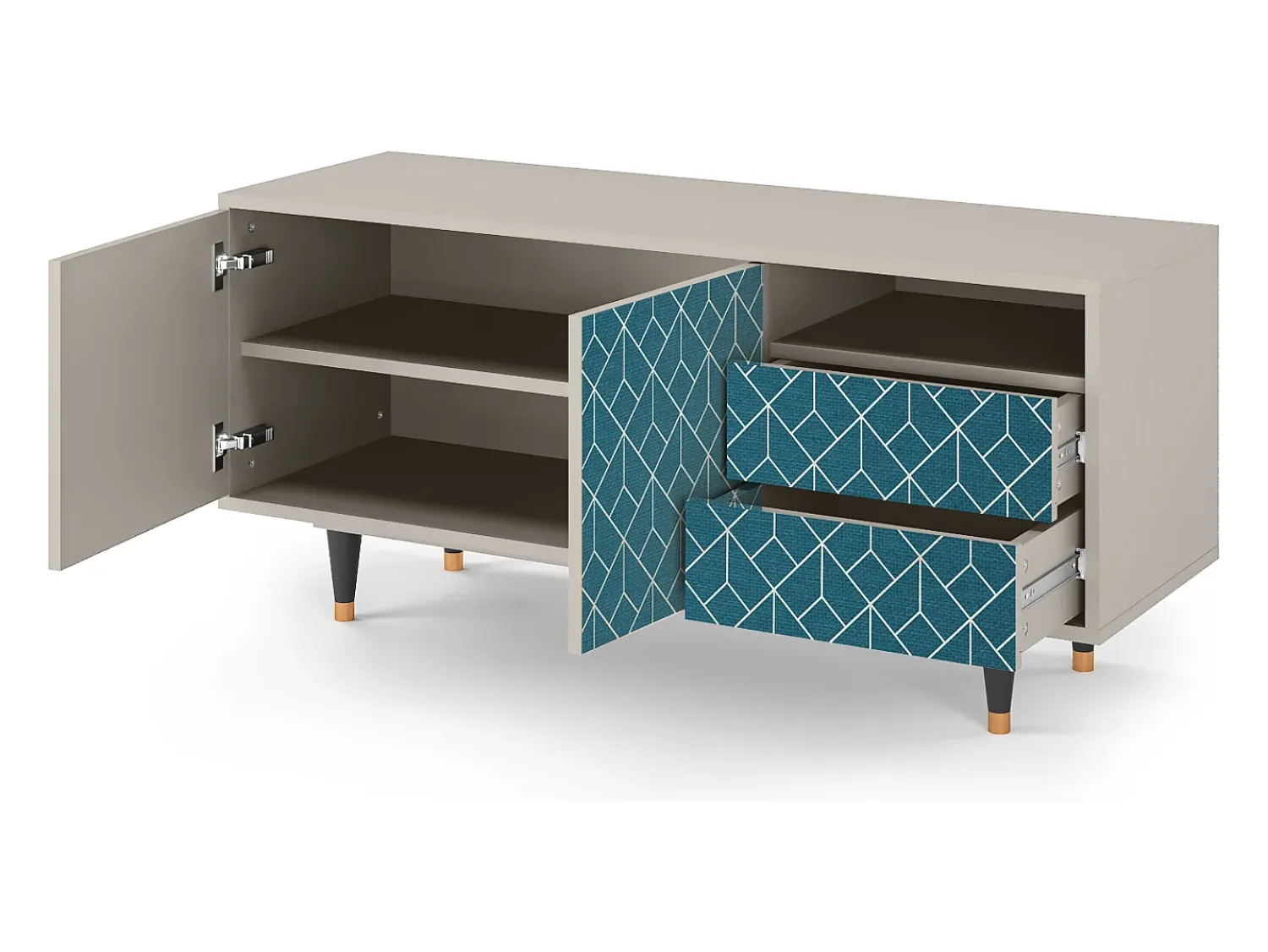 Discount Mueble de TV - 125х56х41 cm - T7 - Turquoise Geometry, Areia Bege