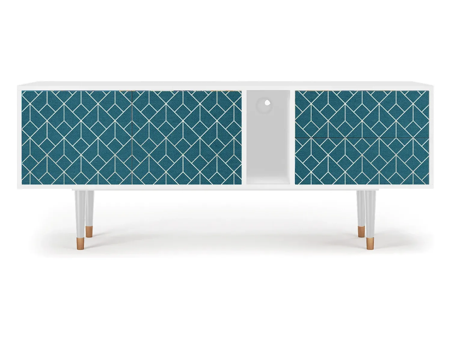 Móvel De Tv| Mueble de TV - 170х69х48 cm - T1 - Turquoise Geometry, Branco Bege