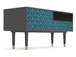 Mueble de TV - 115х59х48 cm - T3 - Turquoise Geometry, Antracite Cinza antracite