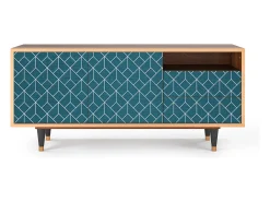 Móvel De Tv| Mueble de TV - 125х56х41 cm - T7 - Turquoise Geometry, Nogueira Castanho