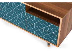 Móvel De Tv| Mueble de TV - 125х56х41 cm - T7 - Turquoise Geometry, Nogueira Castanho