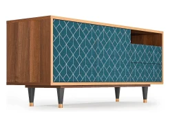 Móvel De Tv| Mueble de TV - 125х56х41 cm - T7 - Turquoise Geometry, Nogueira Castanho