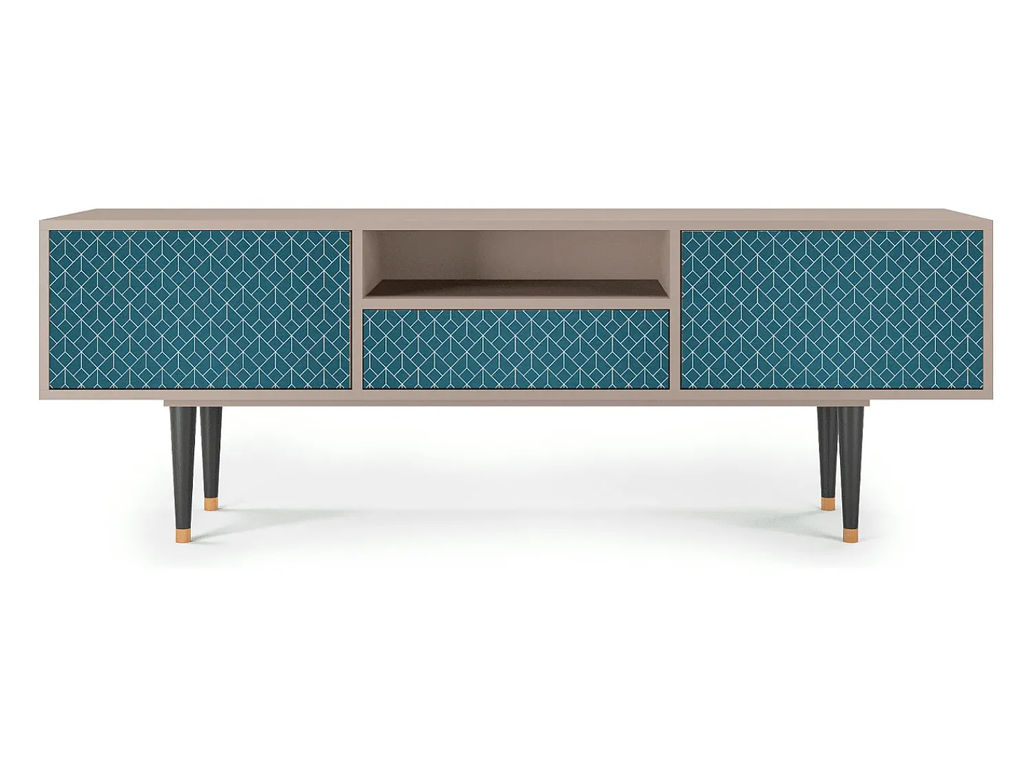 Outlet Mueble de TV - 170х59х41 cm - T6 - Turquoise Geometry, Latte Bege