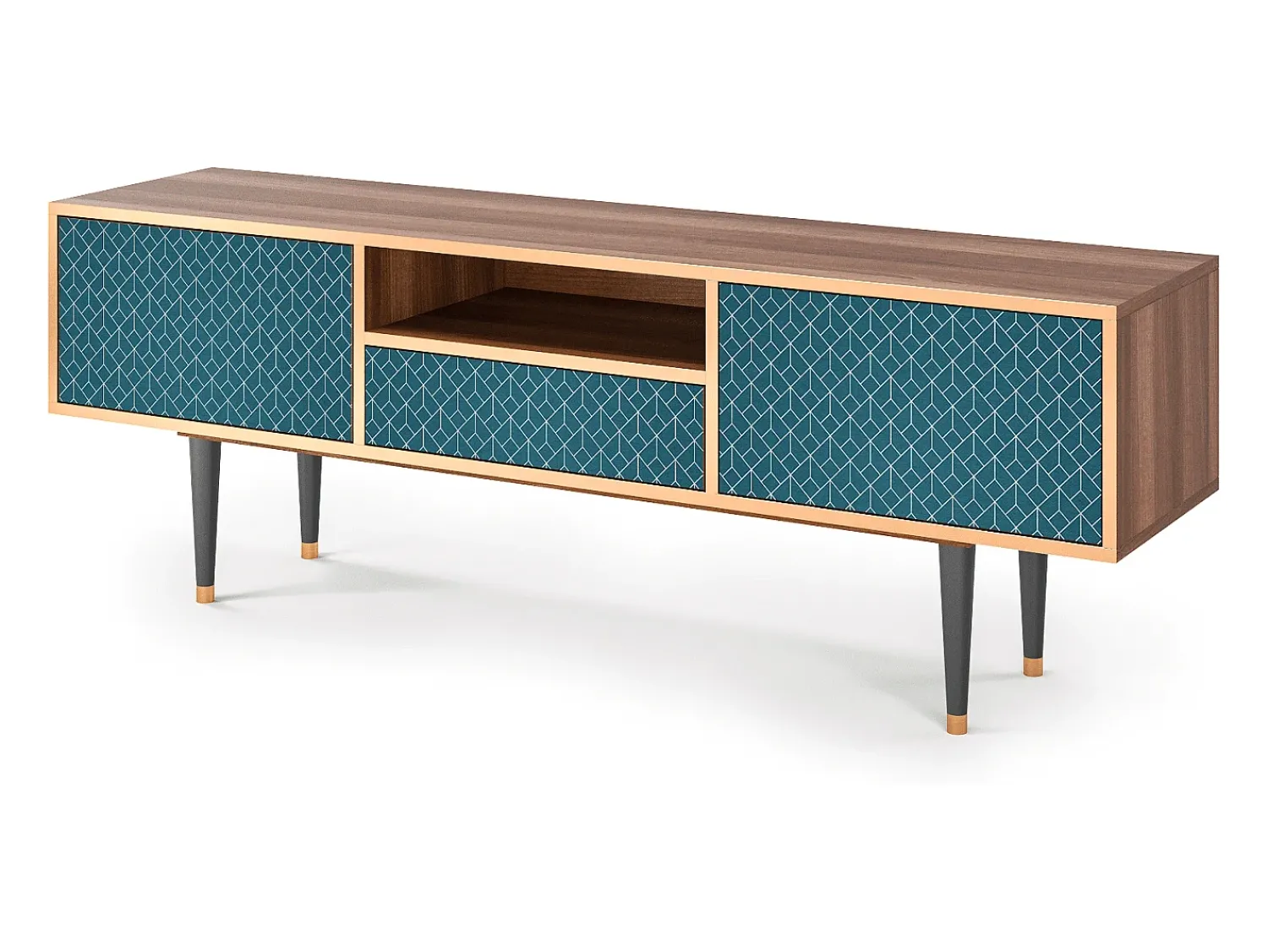 Outlet Mueble de TV - 170х59х41 cm - T6 - Turquoise Geometry, Nogueira Castanho