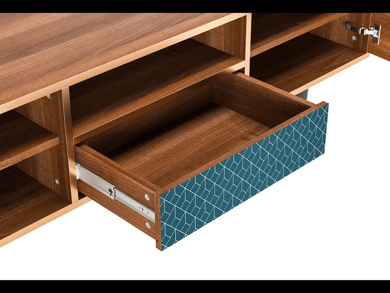 Outlet Mueble de TV - 170х59х41 cm - T6 - Turquoise Geometry, Nogueira Castanho