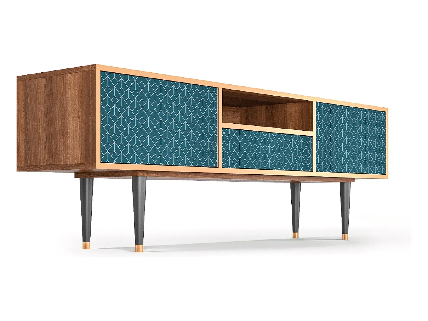 Outlet Mueble de TV - 170х59х41 cm - T6 - Turquoise Geometry, Nogueira Castanho