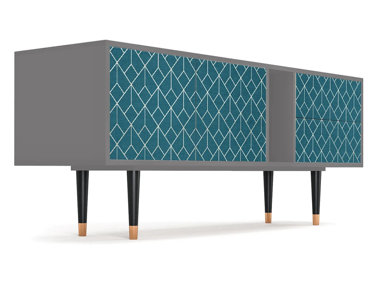 Best Mueble de TV - 170х69х48 cm - T1 - Turquoise Geometry, Cinza Cinzento