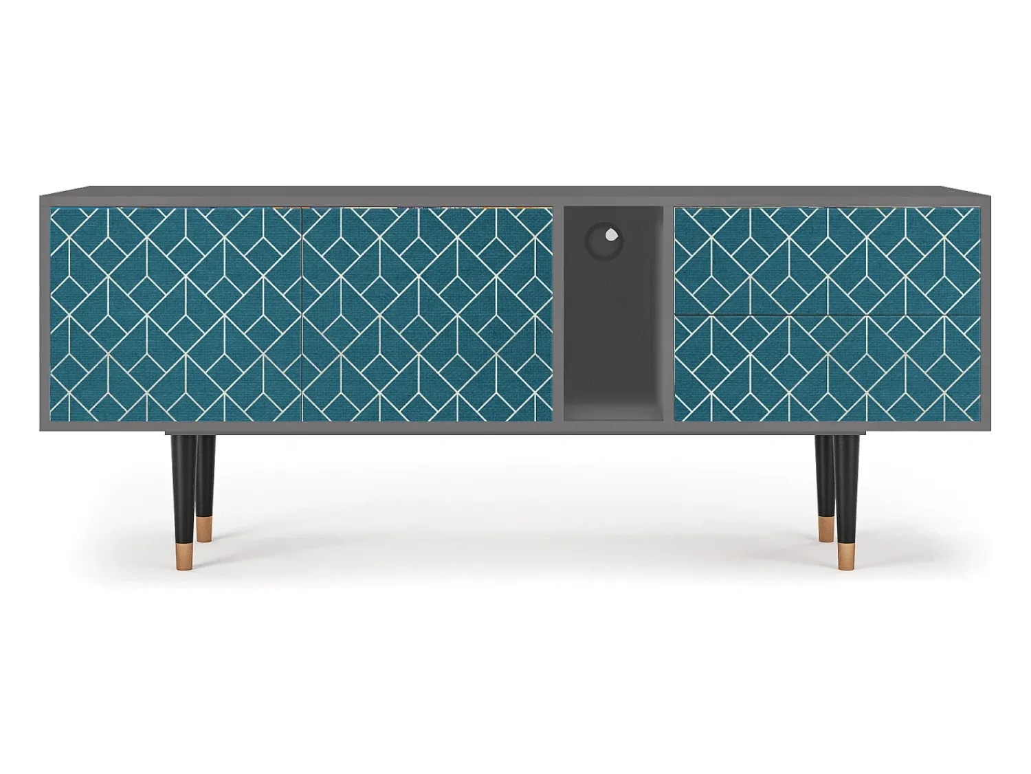 Best Mueble de TV - 170х69х48 cm - T1 - Turquoise Geometry, Cinza Cinzento