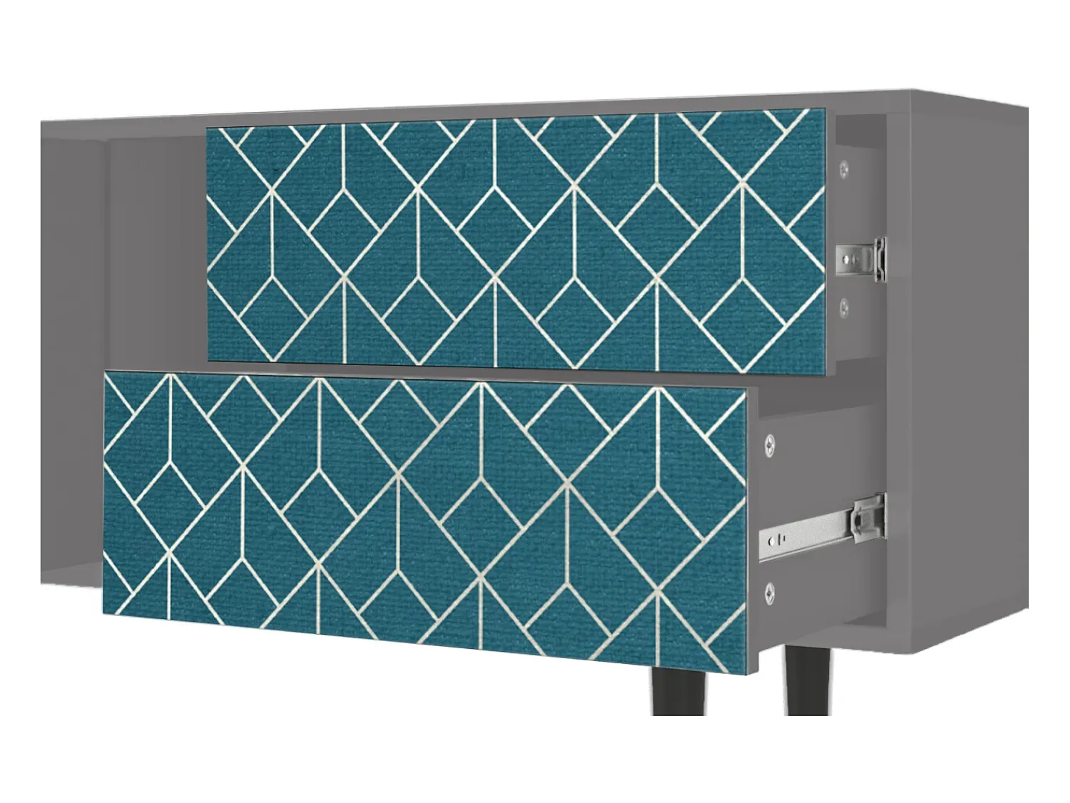 Best Mueble de TV - 170х69х48 cm - T1 - Turquoise Geometry, Cinza Cinzento