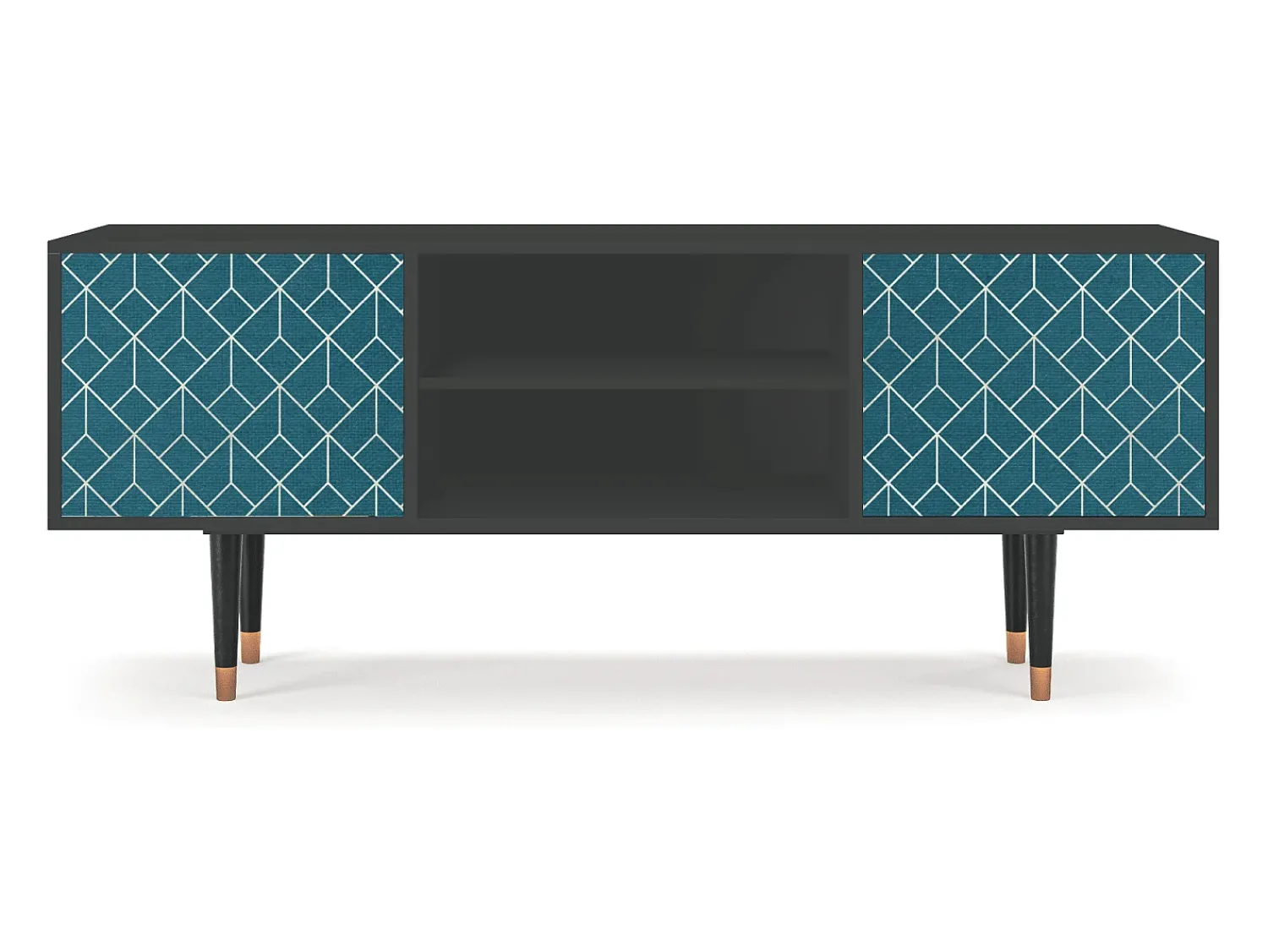Mueble de TV - 170х69х48 cm - T2 - Turquoise Geometry, Antracite^ Móvel De Tv