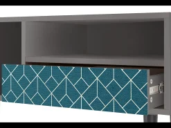 Móvel De Tv| Mueble de TV - 115х59х48 cm - T3 - Turquoise Geometry, Cinza Cinzento