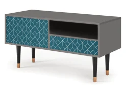 Móvel De Tv| Mueble de TV - 115х59х48 cm - T3 - Turquoise Geometry, Cinza Cinzento