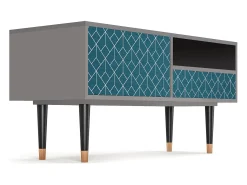 Móvel De Tv| Mueble de TV - 115х59х48 cm - T3 - Turquoise Geometry, Cinza Cinzento