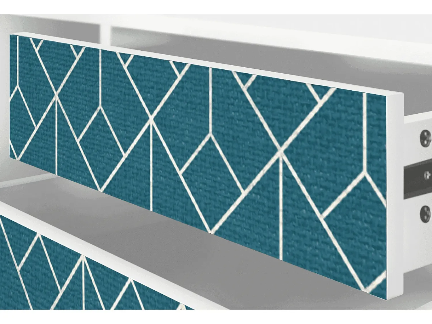 Móvel De Tv* Mueble de TV - 170х59х48 cm - T4 - Turquoise Geometry, Branco Bege