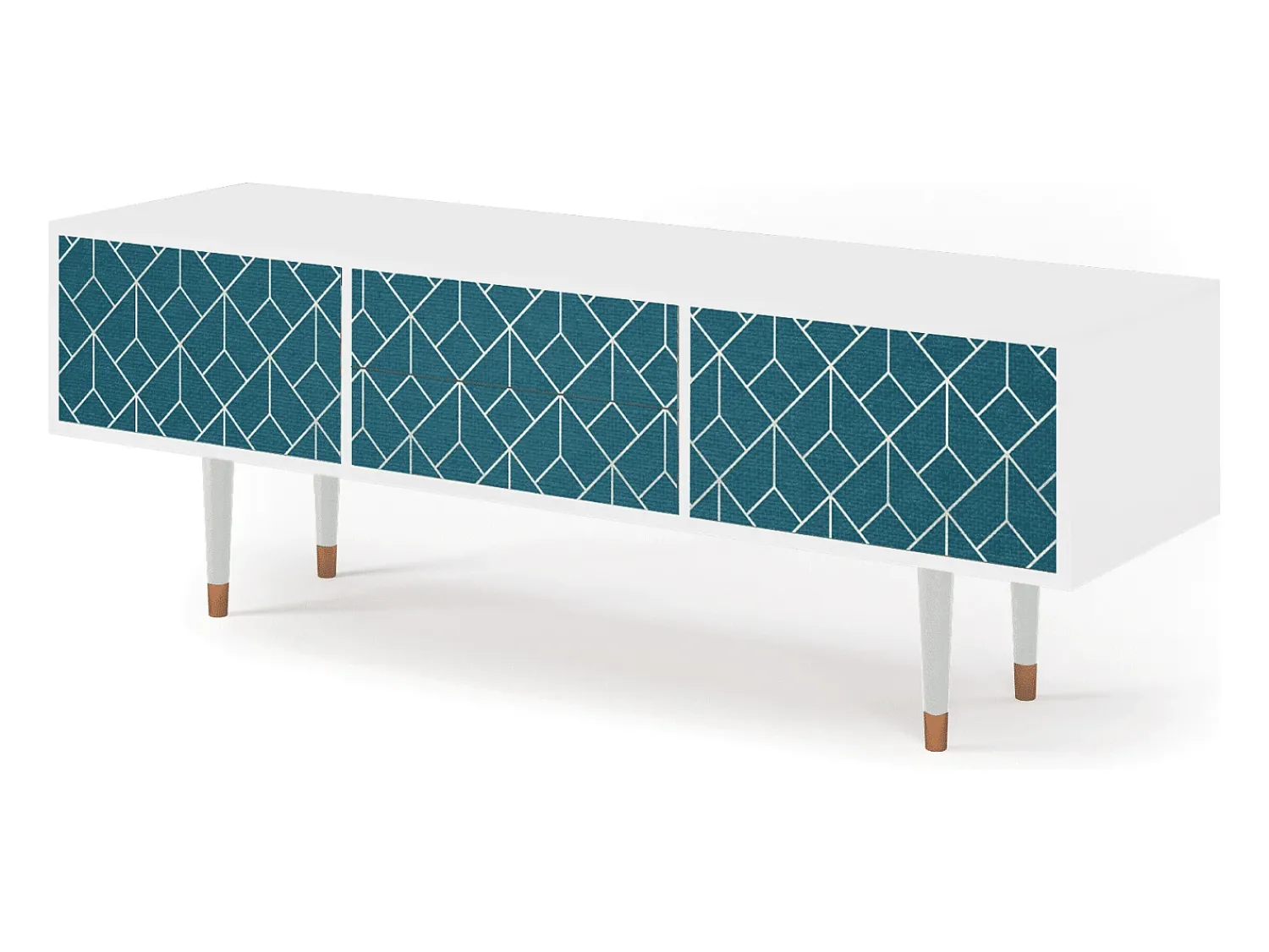 Móvel De Tv* Mueble de TV - 170х59х48 cm - T4 - Turquoise Geometry, Branco Bege