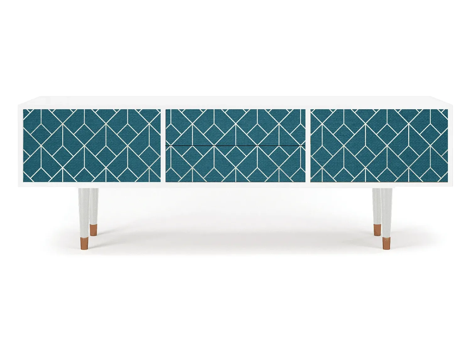 Móvel De Tv* Mueble de TV - 170х59х48 cm - T4 - Turquoise Geometry, Branco Bege