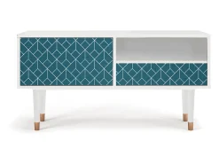 Clearance Mueble de TV - 115х59х48 cm - T3 - Turquoise Geometry, Branco Bege
