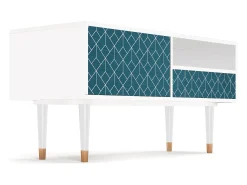 Clearance Mueble de TV - 115х59х48 cm - T3 - Turquoise Geometry, Branco Bege