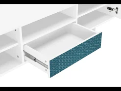 Móvel De Tv* Mueble de TV - 170х59х41 cm - T6 - Turquoise Geometry, Branco Bege