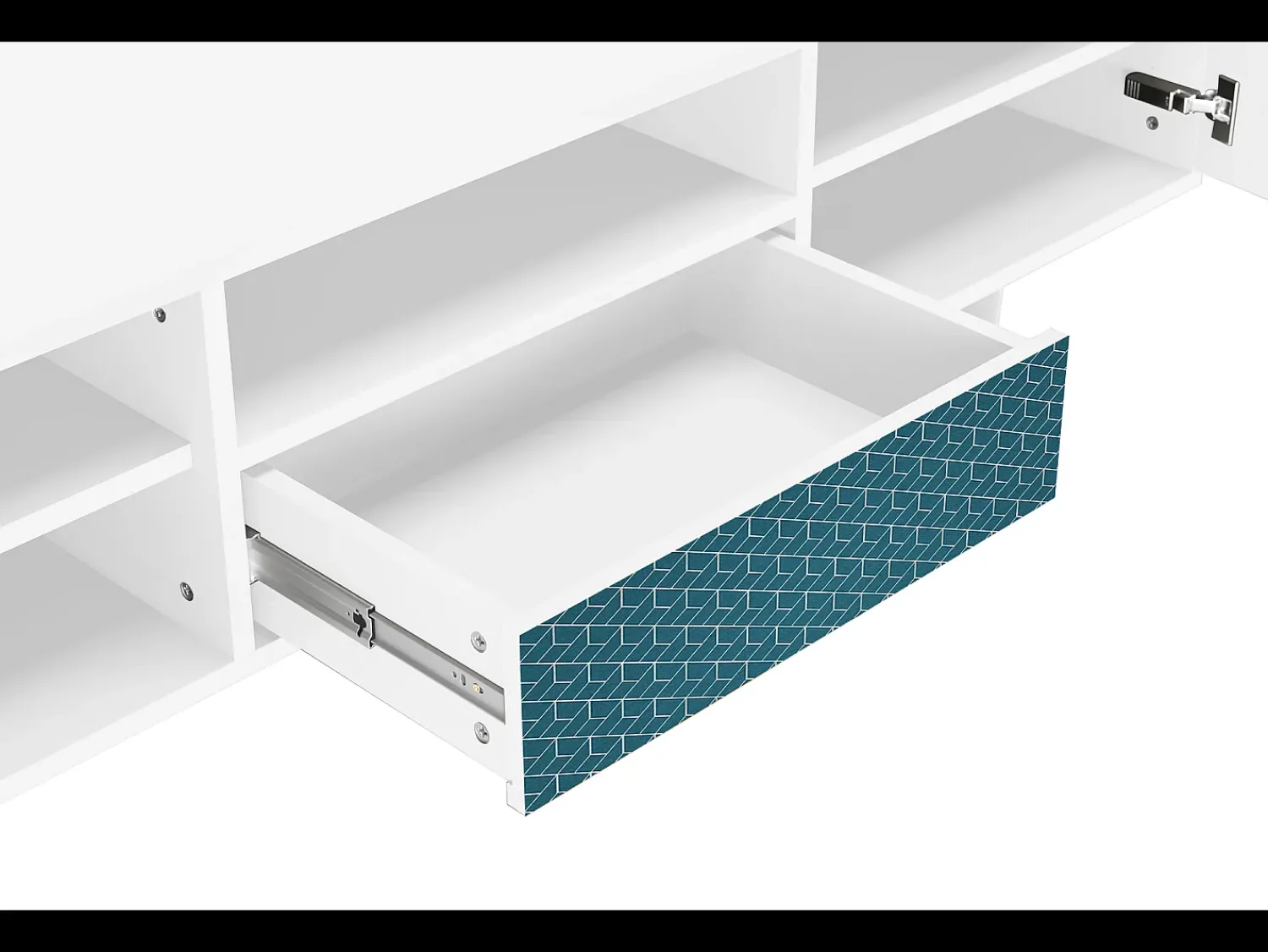 Móvel De Tv* Mueble de TV - 170х59х41 cm - T6 - Turquoise Geometry, Branco Bege