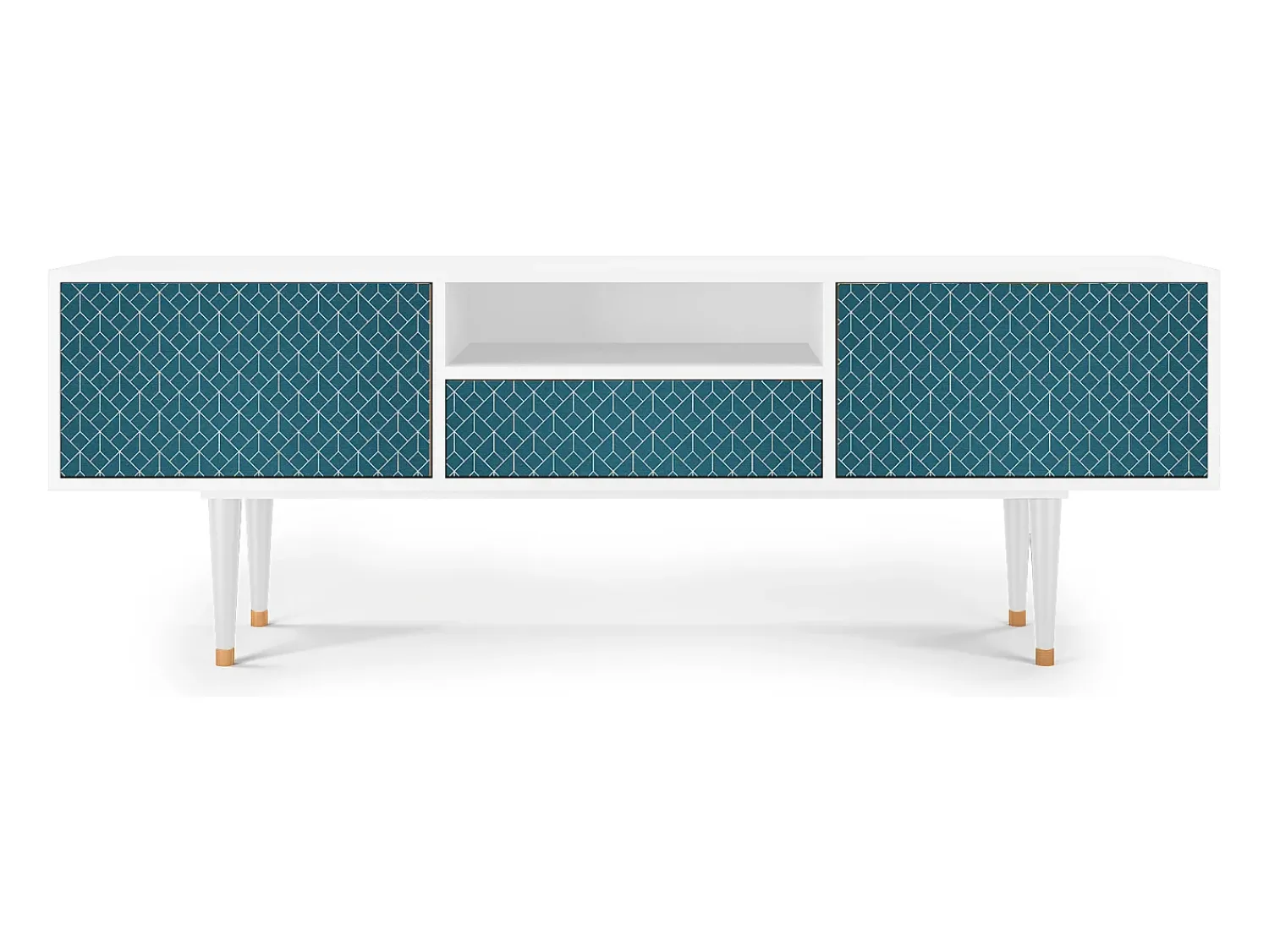 Móvel De Tv* Mueble de TV - 170х59х41 cm - T6 - Turquoise Geometry, Branco Bege