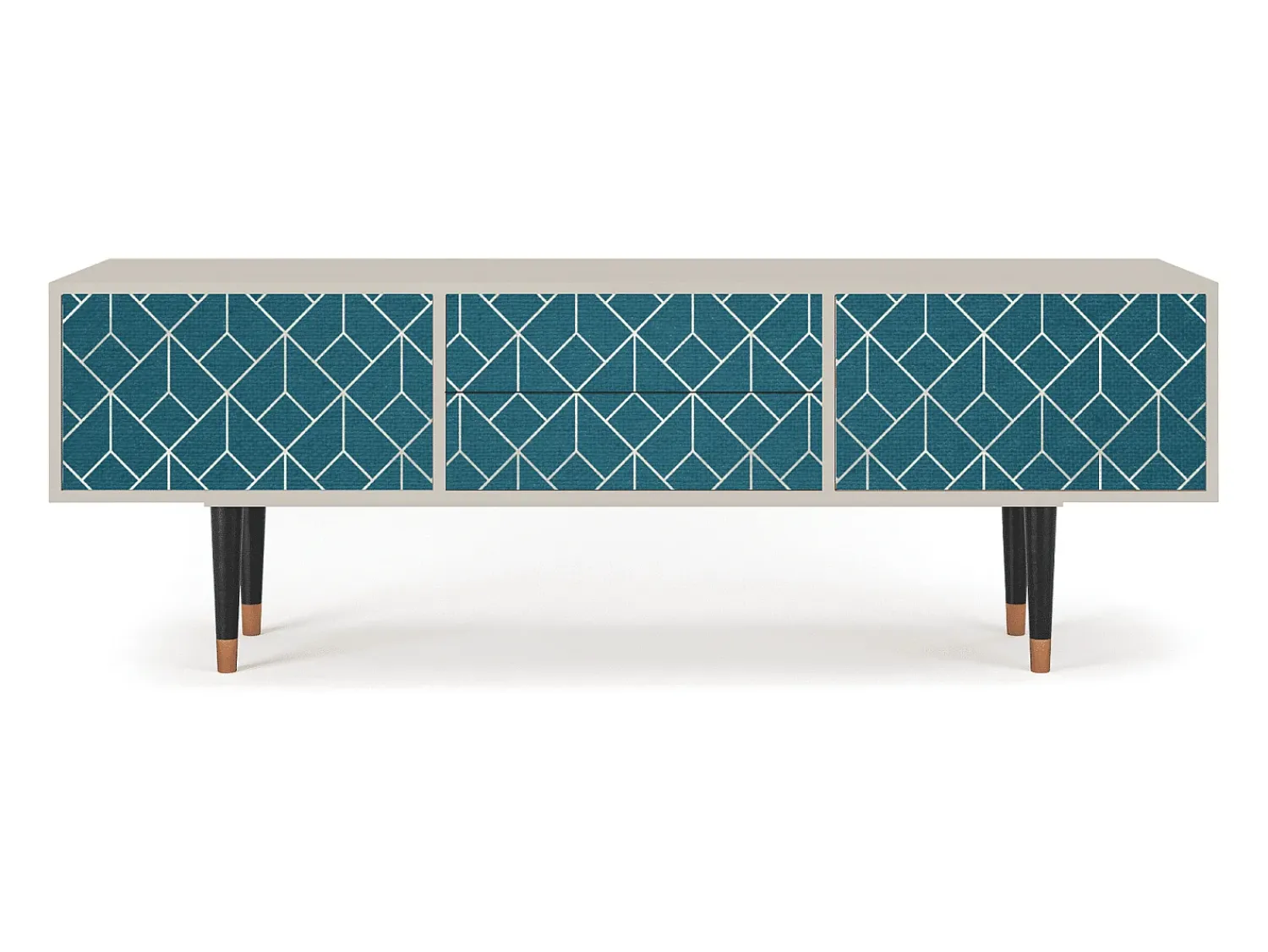 Móvel De Tv| Mueble de TV - 170х59х48 cm - T4 - Turquoise Geometry, Areia Bege