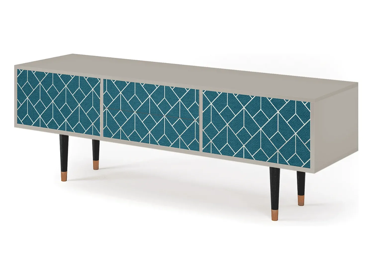 Móvel De Tv| Mueble de TV - 170х59х48 cm - T4 - Turquoise Geometry, Areia Bege